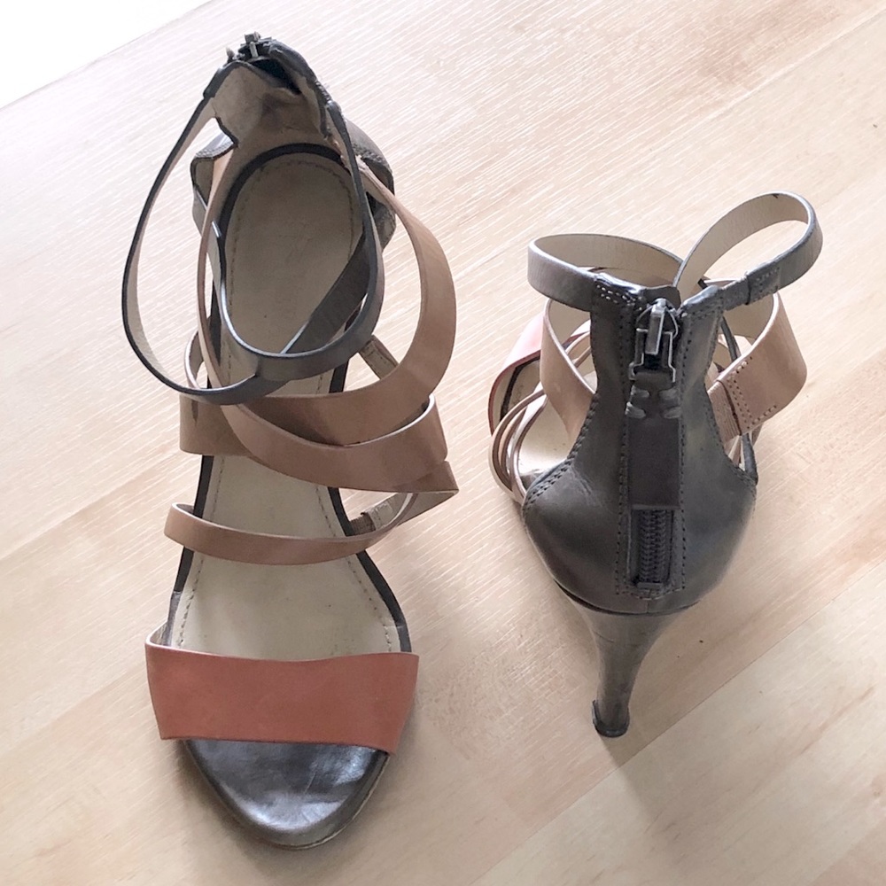 Leather strappy heels